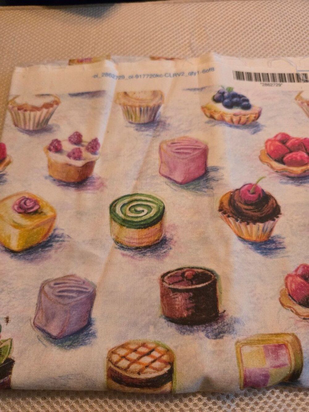 1 yard Spoonflower assorted pastries fabric. Cute fabric for various uses